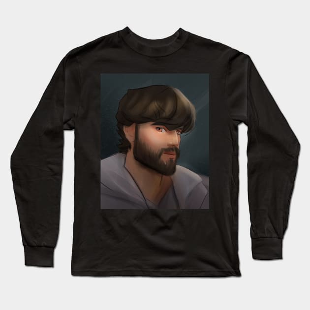 handome guy portrait Long Sleeve T-Shirt by leosketches9